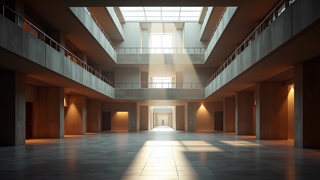 Player perspective view of vertical level showing sight lines, hidden platforms, and layered environmental design