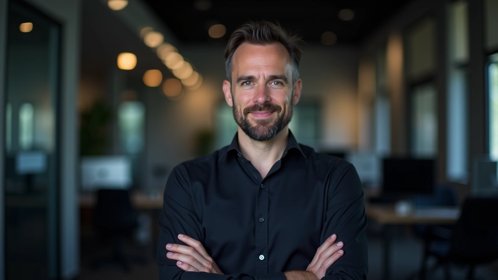 Lead instructor, game level designer with 12 years experience, portrait shot from chest up, confident expression