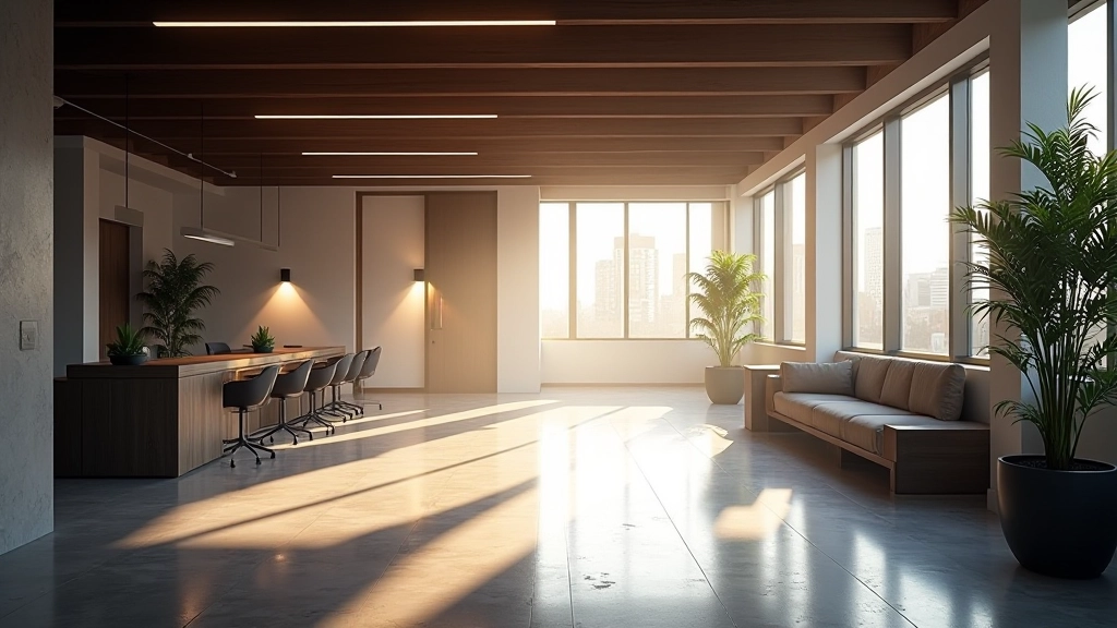 Professional workspace showing lighting design elements with strategic shadows and highlights creating atmosphere